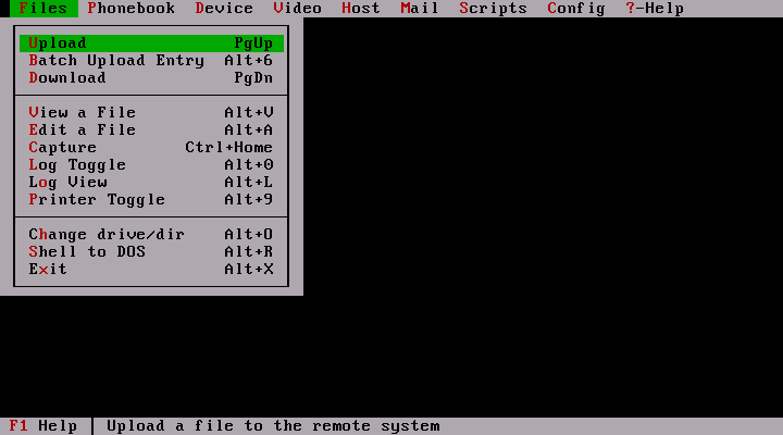 Qmodem Pro 1.0 - Menu